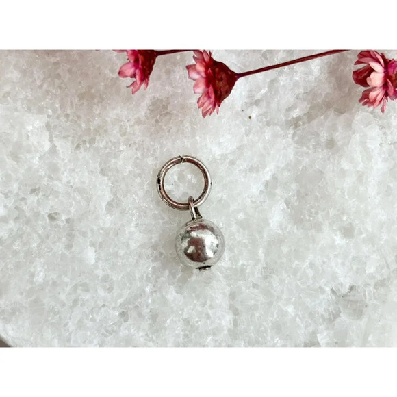 Tiny Dainty silver tone Ball Shaped Vintage Pendant | Charm | Trinket - Picture 3 of 9